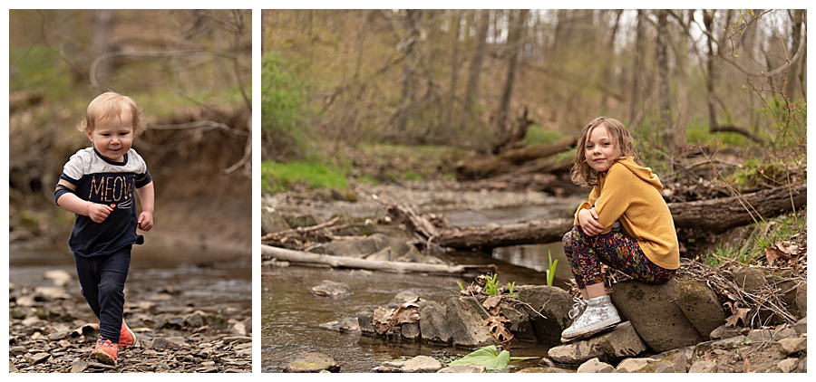 Children's lifestyle photos at the creek