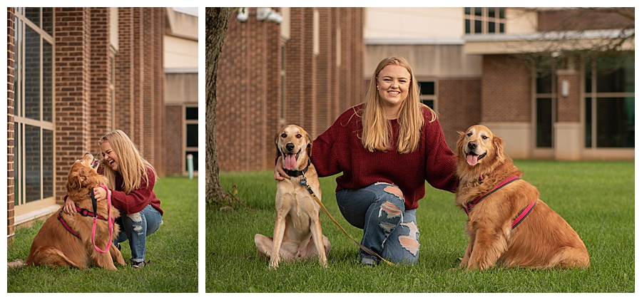 High School Senior Girl with her dogs